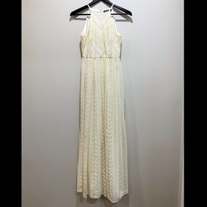 Gianni Bini Gold and White Maxi Dress